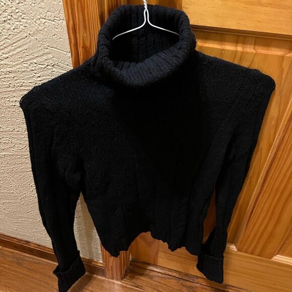 Express size small vintage black sweater with open weave spots on stomach - Picture 1 of 5